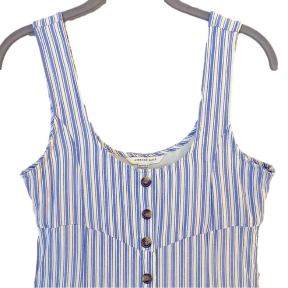 AMERICAN EAGLE Tank Dress Tie Back Sleeveless Stripe Blue/White Women Size XS - Picture 4 of 13